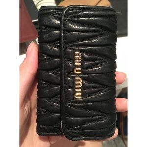 Miumiu Black Lambskin key holder